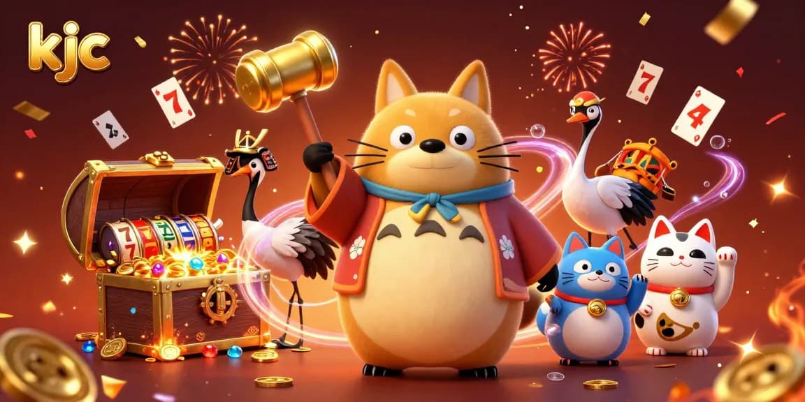 KJC players enjoy dynamic gaming with cheerful tanuki, maneki-neko cats, and treasure-filled slots.