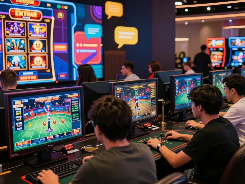 Players enjoying a thrilling gaming experience on link nk88, showcasing various online games like slots and poker.
