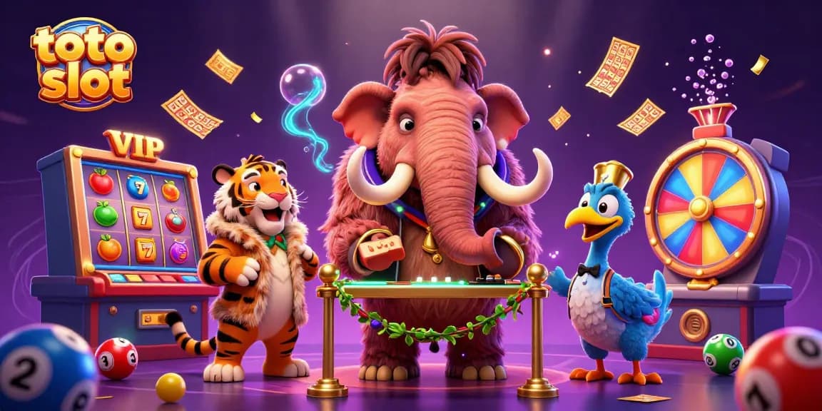Engage with thrilling toto slot experiences featuring dynamic characters in a vibrant casino scene.