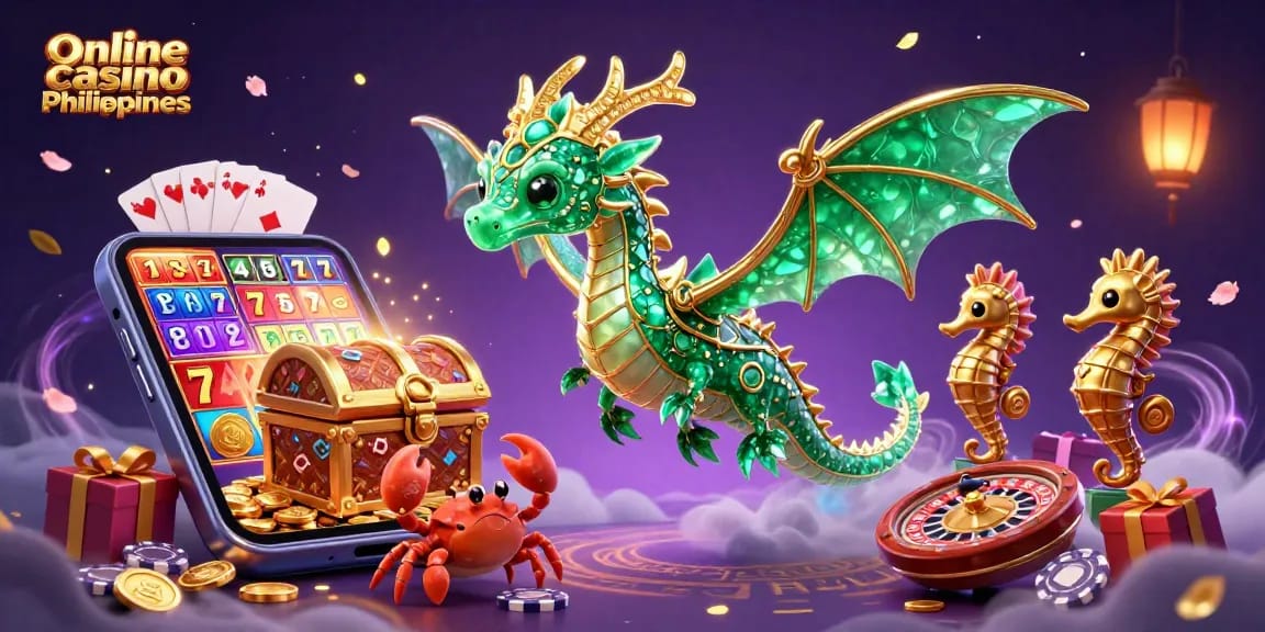 Experience thrilling action in the online casino Philippines with a sea dragon, treasure chest, and vibrant gaming elements.