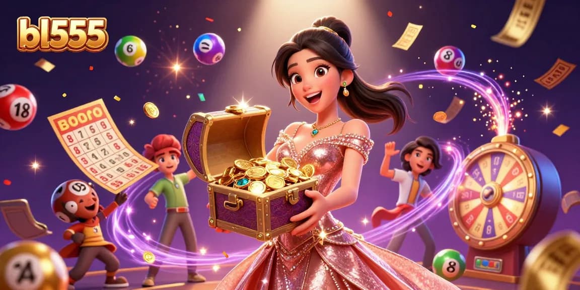Engage in winning gameplay at BL555's treasure-filled casino adventure with vibrant graphics and captivating elements.