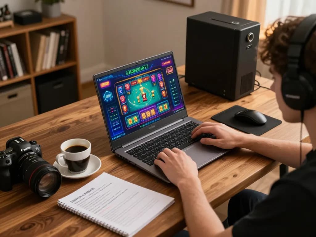 Player enjoying casino games on LGOGOAL website from a stylish home setup