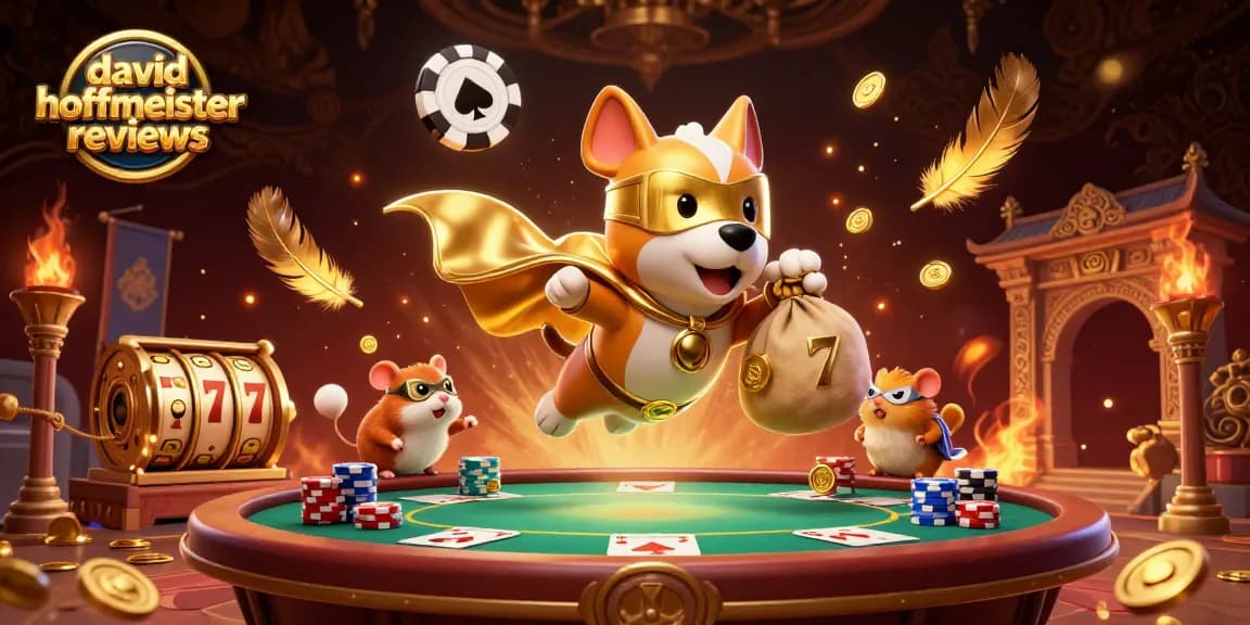 Win big with david hoffmeister reviews in this dynamic casino illustration featuring a superhero dog.
