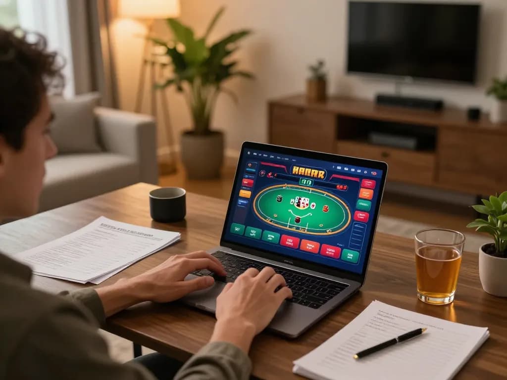 Engaging in online casino gaming on cloud-africa with a stylish home setup.