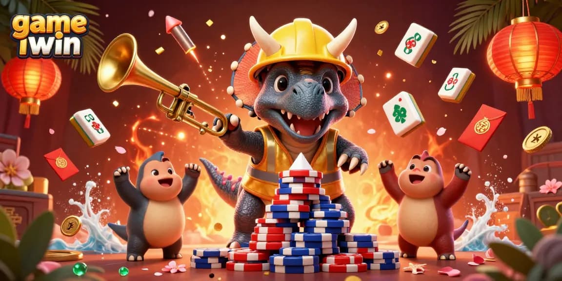 Play exciting game iwin with dynamic casino elements and vibrant 3D characters in celebration.