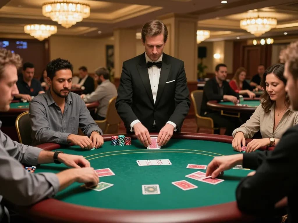 Players in a high-stakes poker game at the casino, showcasing m106 excitement and strategy in action