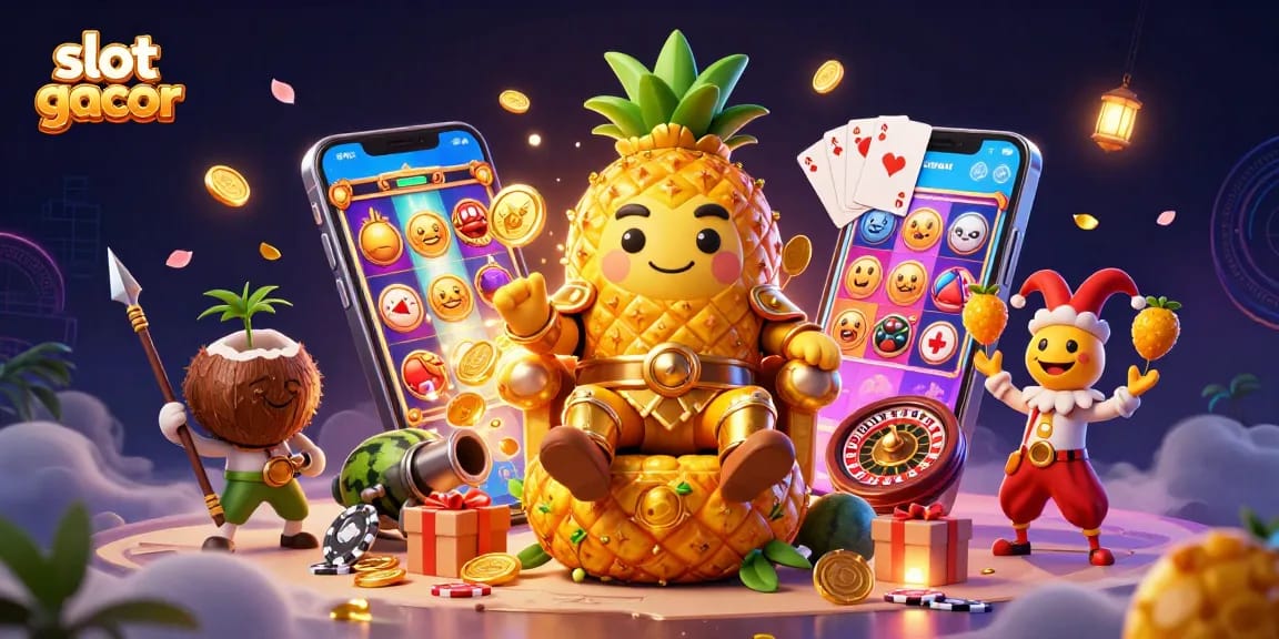 Menangkan slot gacor dengan karakter raja nanas dan jester di kasino pantai