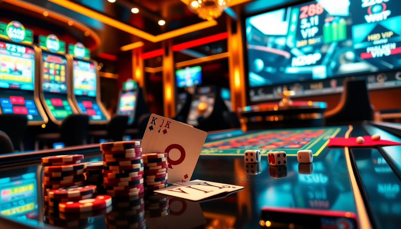 hz88 vip poker chips and cards showcasing exclusive casino betting action