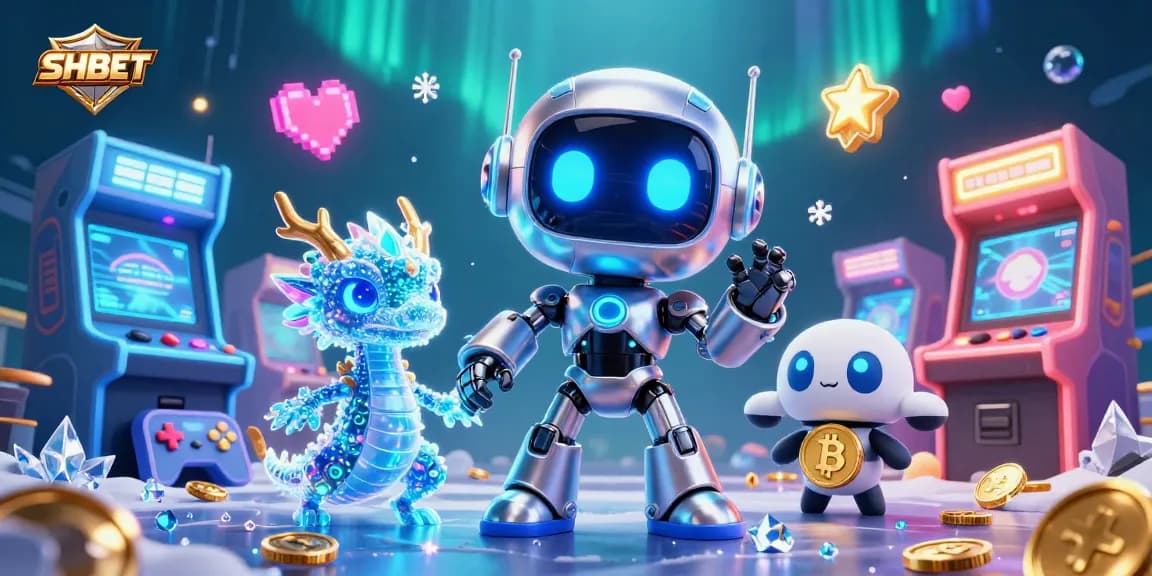 Engage with the vibrant SHBET casino experience, featuring 3D characters and gaming elements.