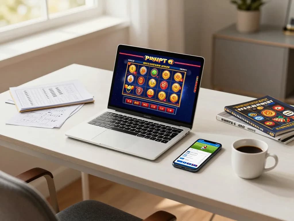 Player enjoying F8BET online services on a cozy desk with gaming devices and strategy notes.