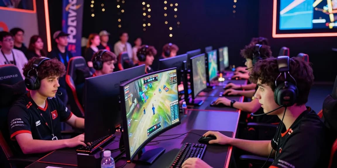 Esports tournament atmosphere with gamers focused on screens at https://fau88.com/ showcasing vibrant gameplay and excitement.
