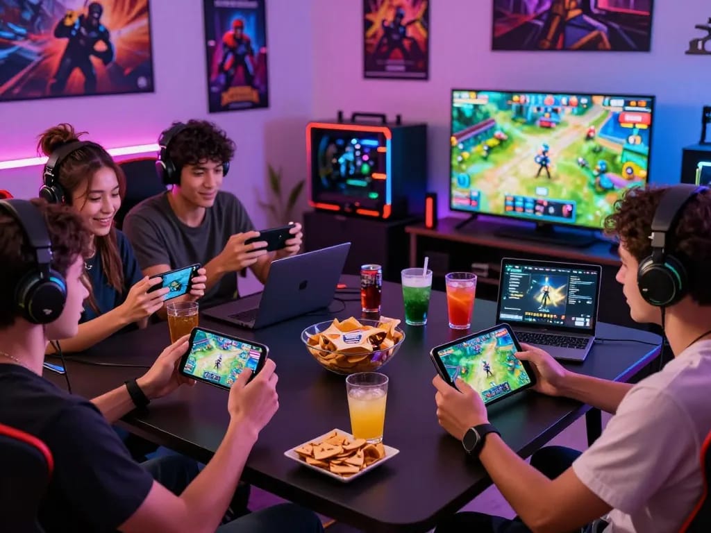 Friends enjoying the exciting TV88 game experience in a vibrant online gaming setup with colorful ambiance.