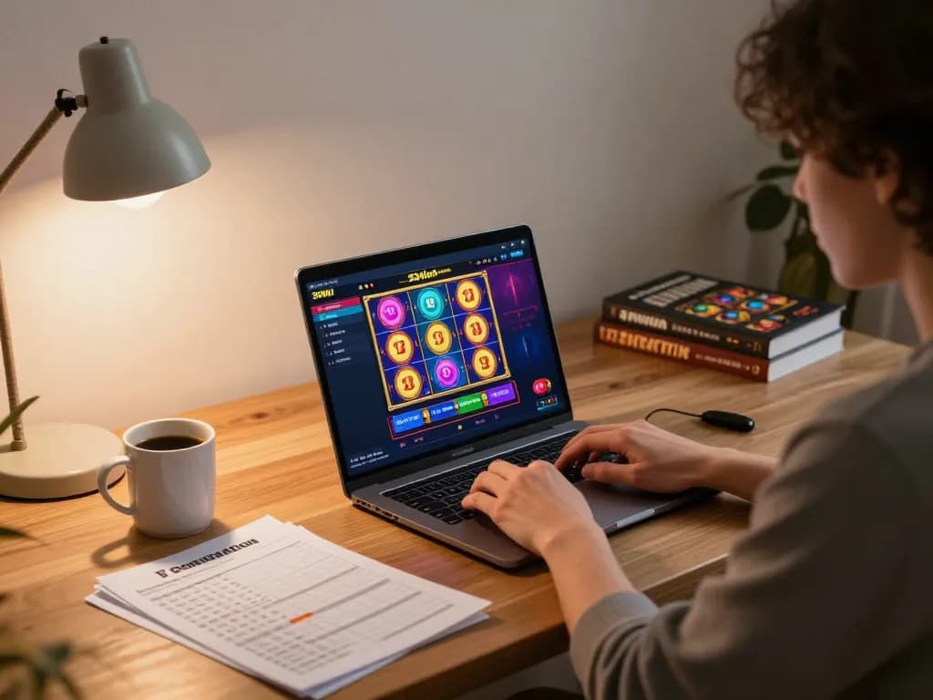 Engaging with 32win online casino while managing bankroll strategies in a cozy home office