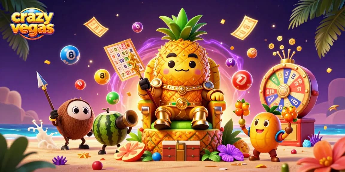 Big wins at crazyvegas with vibrant characters and lottery elements in a dynamic casino scene.