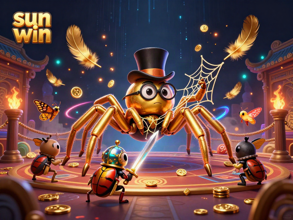 Experience thrilling games with sun win in this dynamic 3D casino scene featuring gold and animation.
