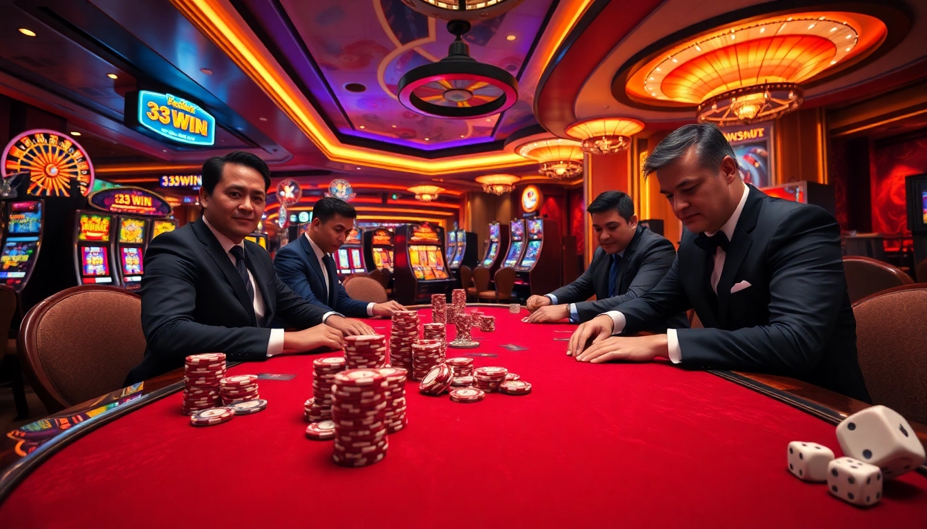 Experience the thrill of high-stakes poker and winning with 33WIN in a luxurious casino atmosphere.