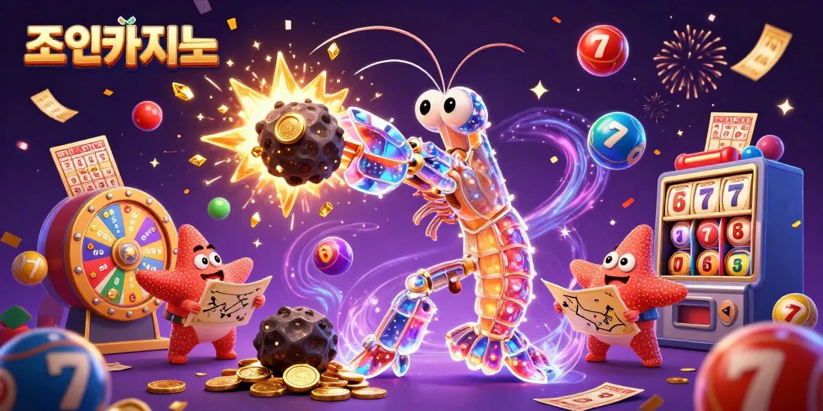 Experience the thrills of 조이카지노 with vibrant visuals of a samurai shrimp in a casino adventure.