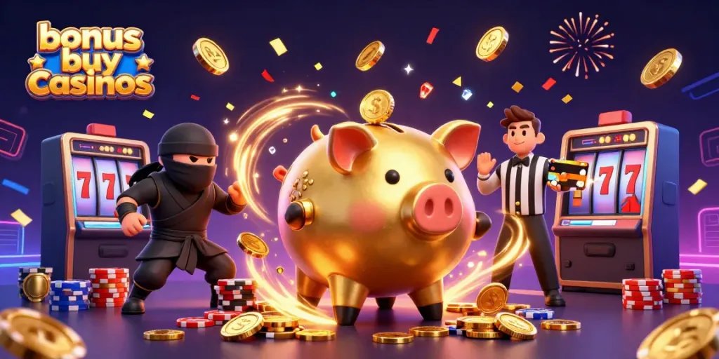 Experience thrilling gameplay at bonus buy casinos with dynamic characters and vibrant casino elements.