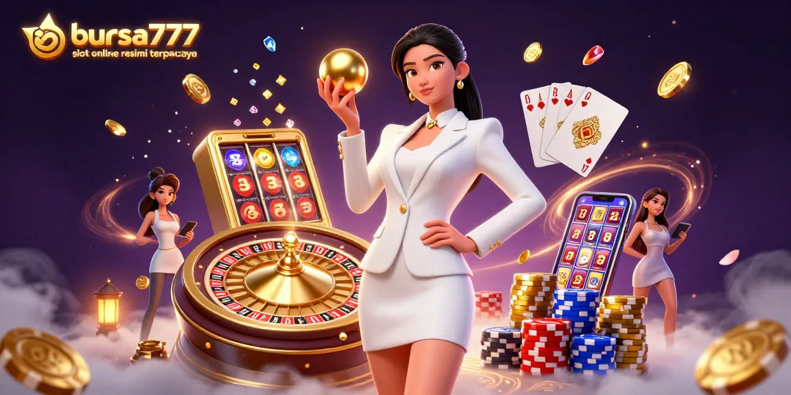 Experience the thrill of bursa777 slot online resmi terpercaya with an exciting illustration capturing casino elements.