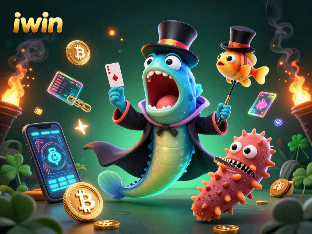 Engage in magical casino action with iwin's deep-sea characters performing dazzling tricks.
