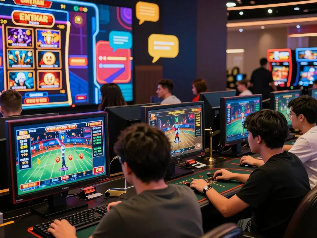 Players enjoying a thrilling gaming experience on link nk88, showcasing various online games like slots and poker.