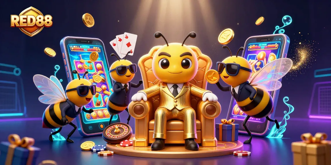 Spin and win with RED88 at this vibrant casino scene featuring immersive game elements.