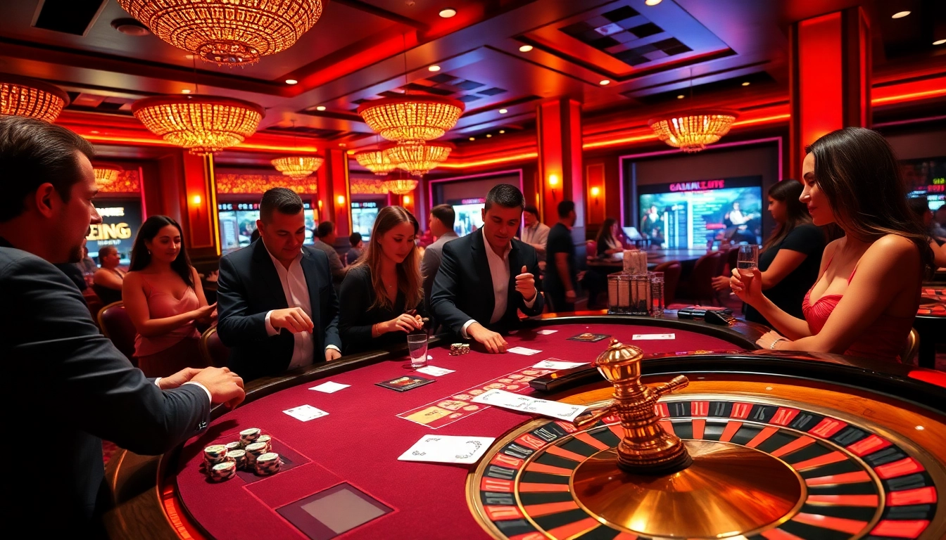 Players celebrating wins at a SODO 66 casino table with vibrant games and luxury ambiance.