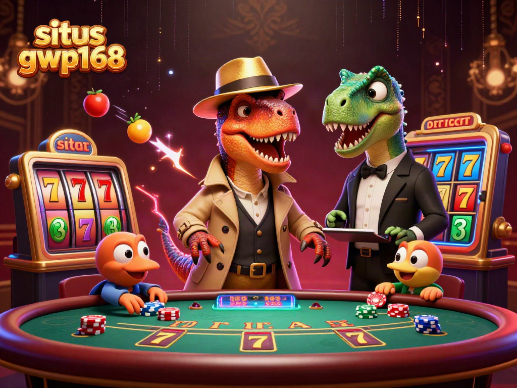 Melihat situs gwp168, seekor velociraptor menghitung kartu di meja blackjack dengan stegosaurus sebagai bos pit di sampingnya.