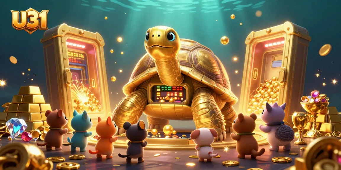 Engage with U31's thrilling slots amidst a vibrant casino treasure scene.