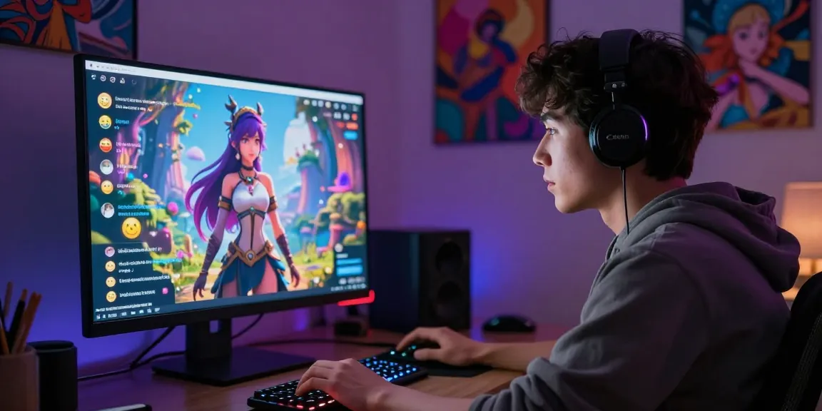 Engaging hentai ai chat scene showcasing a user interacting with animated characters in a vibrant virtual environment.