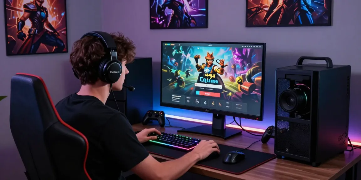 Raja Game login process showcased with a user at a gaming desk focused on the screen, creating an engaging gaming atmosphere.