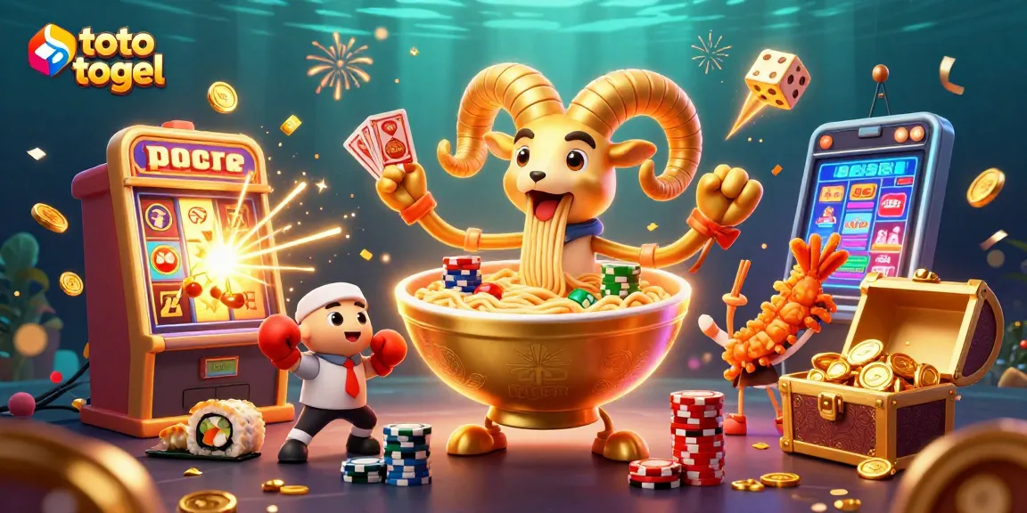 Spin the reels of toto togel with a vibrant 3D scene featuring exciting game elements.