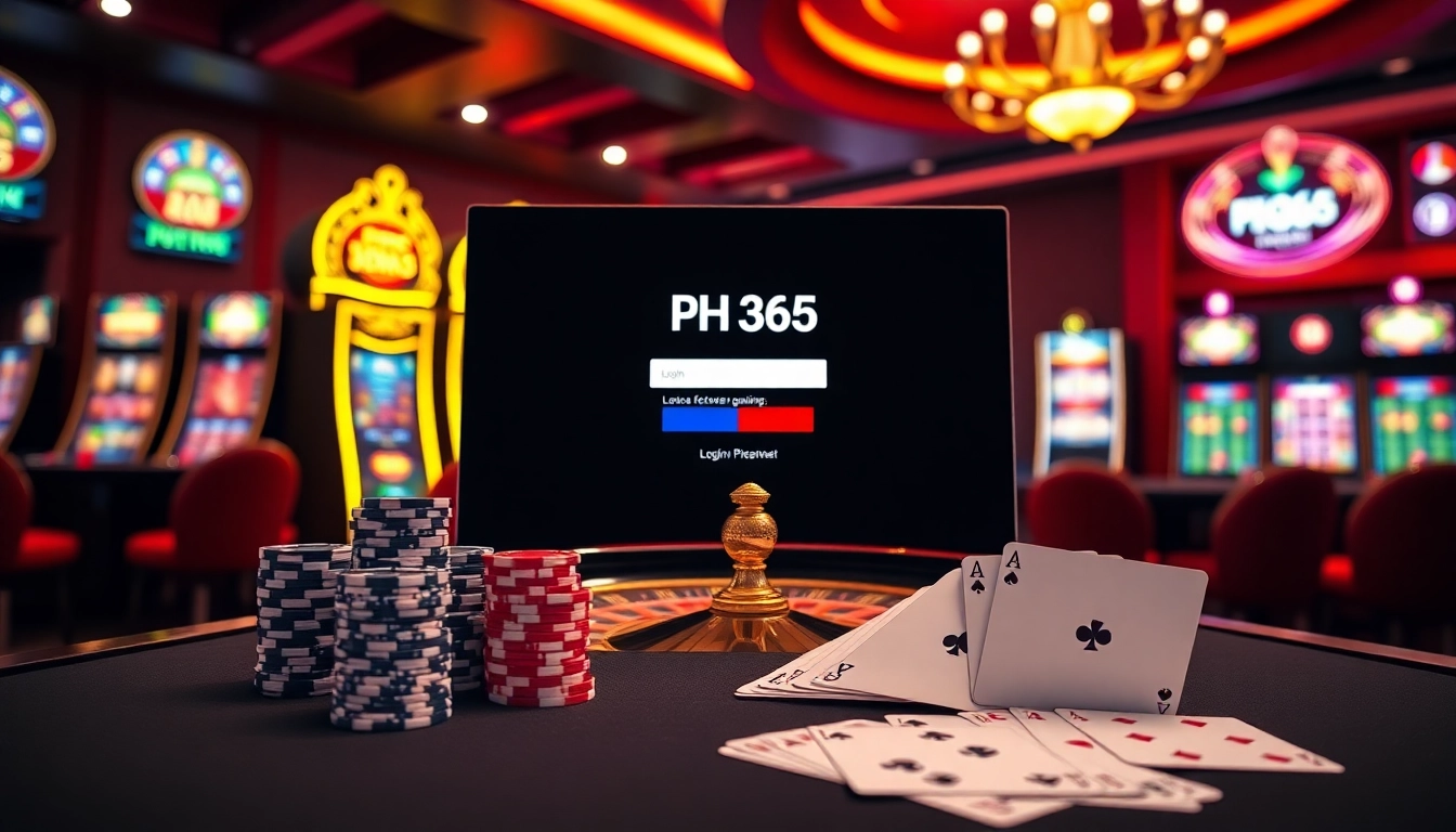 PH365 login interface with luxurious casino elements inviting gamers to join online betting.