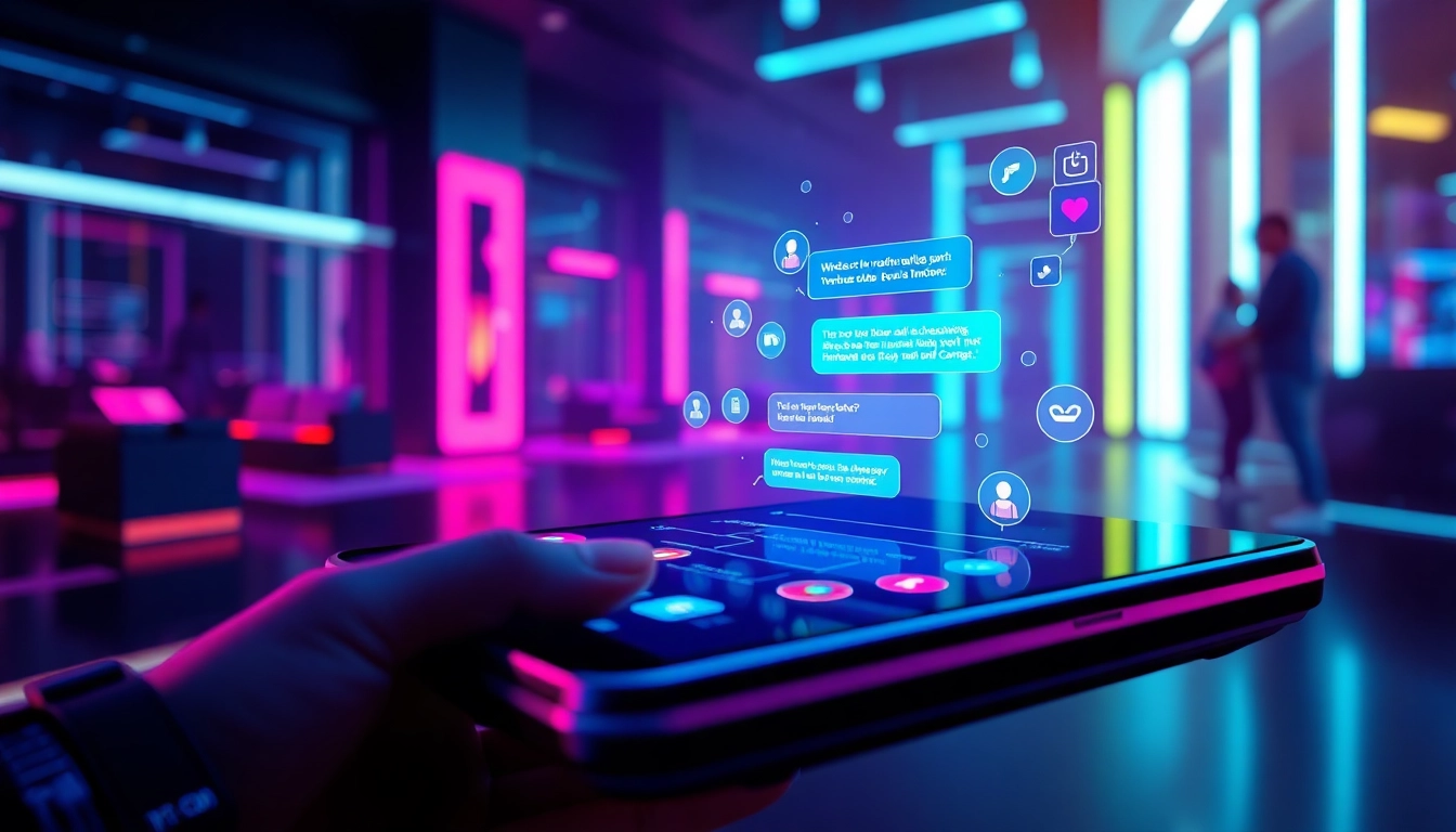 AI slut chatbot interface in a modern, vibrant digital landscape featuring engaging interaction.