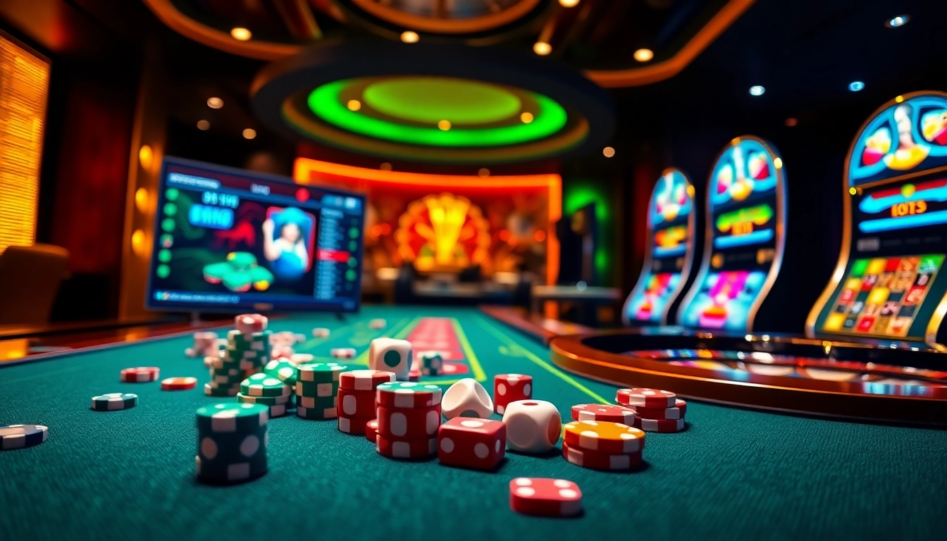 C168 players enjoying a thrilling online casino experience with poker chips and a roulette wheel.