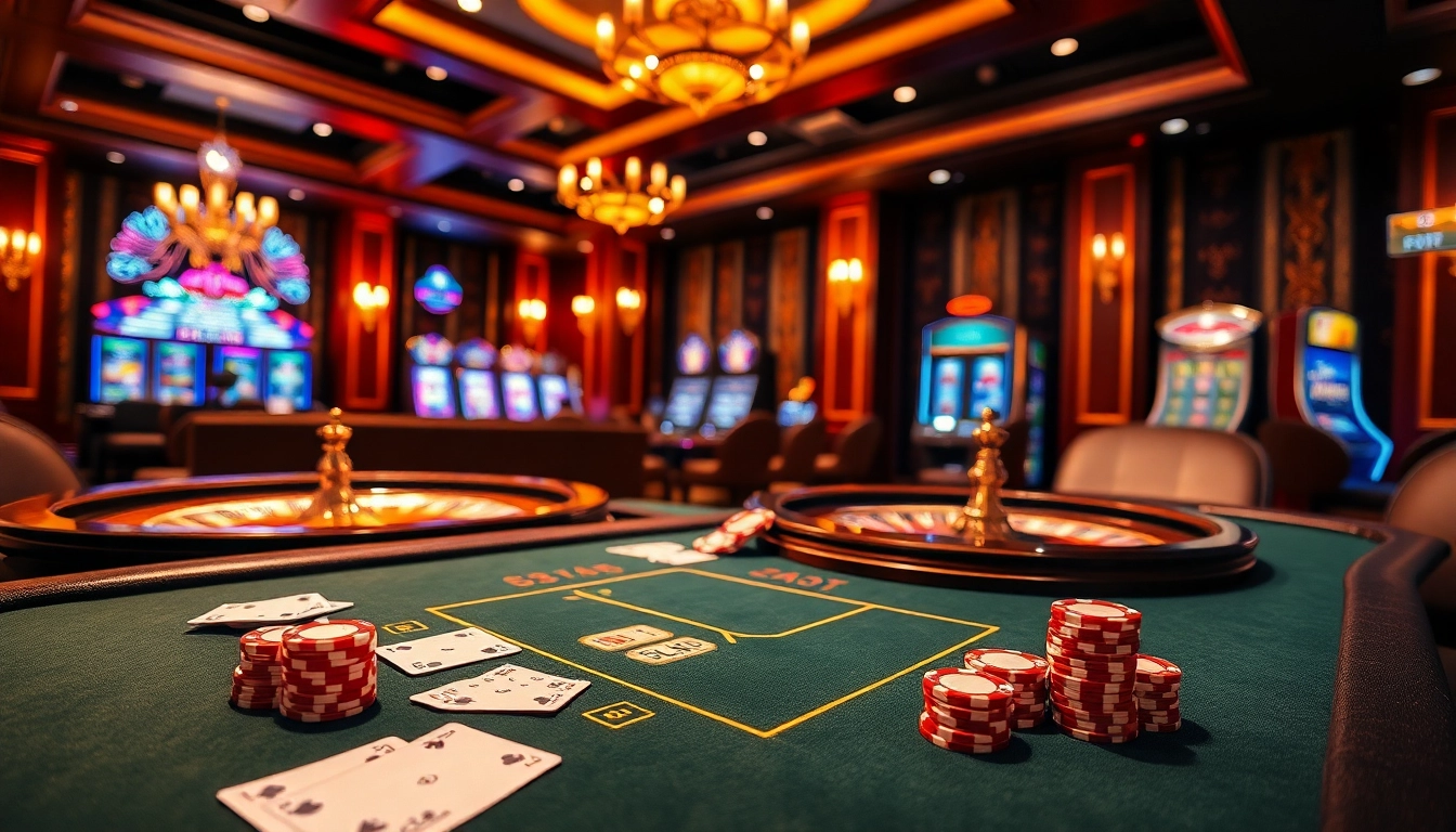 Exciting Blackjack scene at the 98win club with professional players and vibrant casino atmosphere.