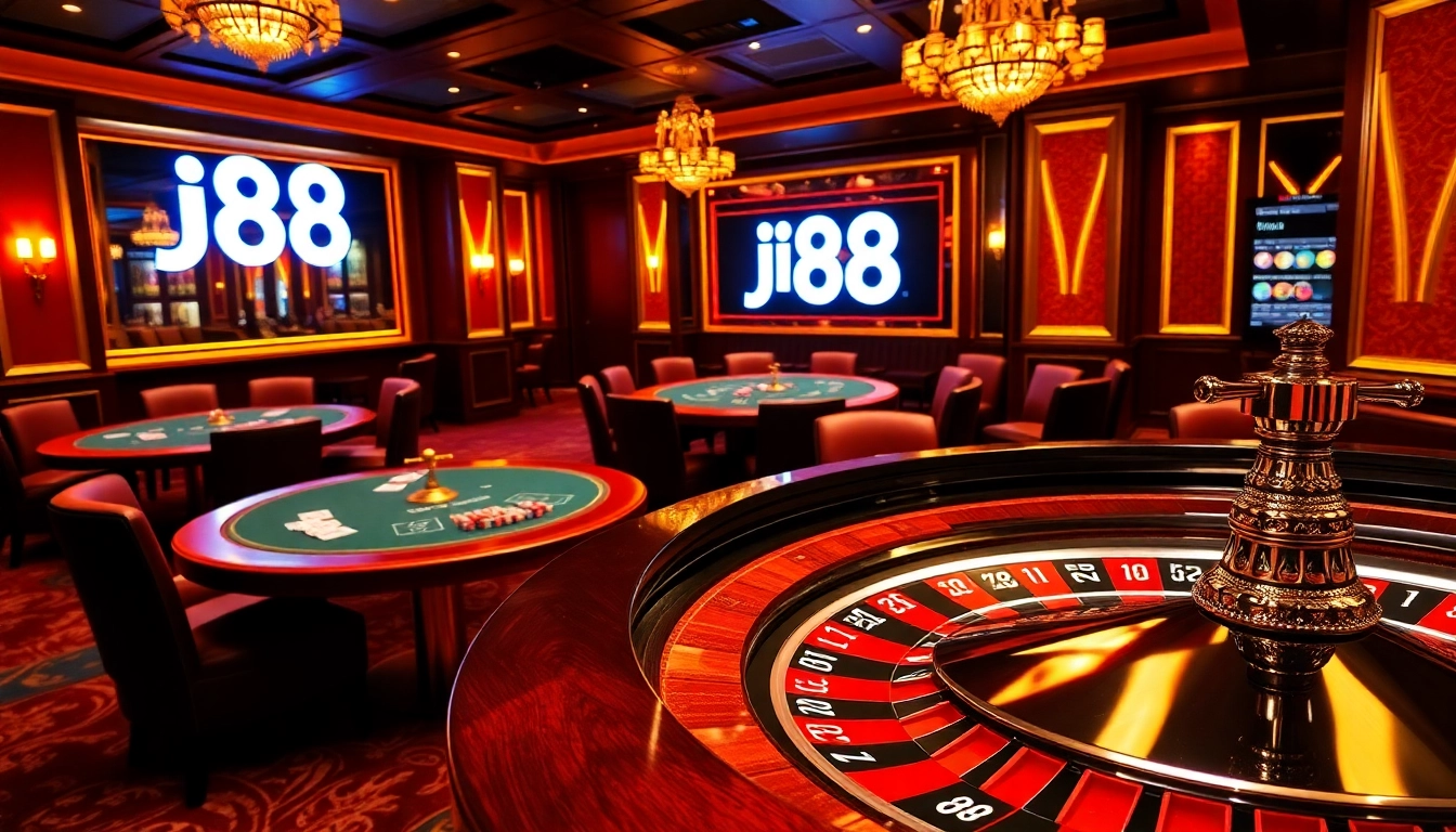 Experience the thrill of j88 casino gaming at an elegant poker table with exciting action.