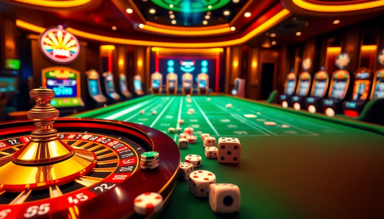 Experience high-stakes excitement with MM88's vibrant online casino visuals featuring roulette and poker.