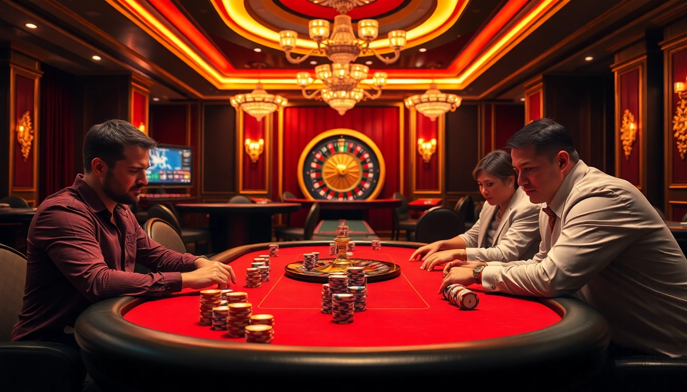 High-stakes poker at DH88 Casino, showcasing luxury and excitement for players.