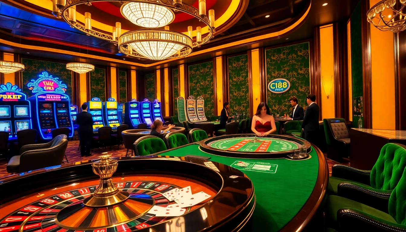 Experience the excitement of gambling at C168 with sleek casino tables and vibrant gameplay.