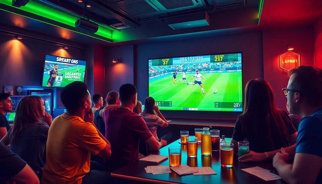 Fans engaged in soccer betting at keonhacai.gold's lively event.