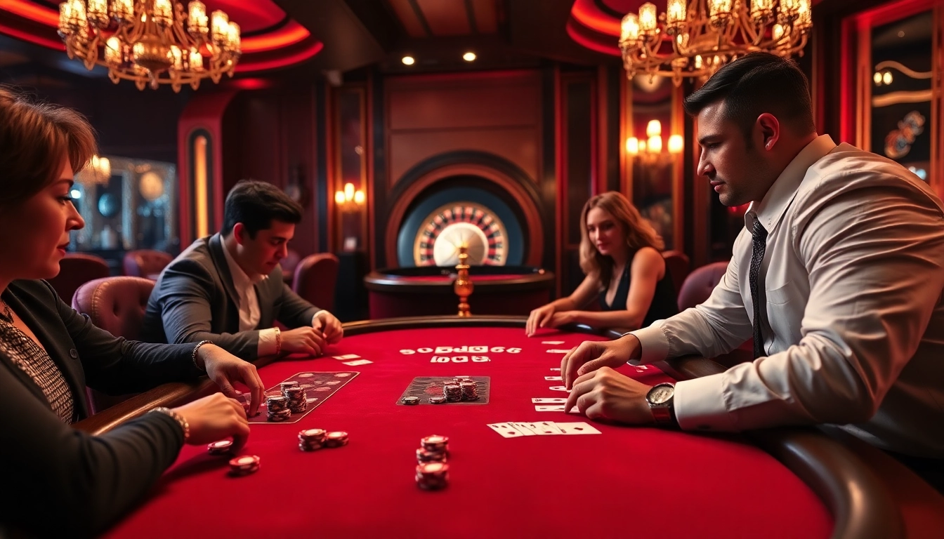 Players enjoying an exciting game at SODO66 casino table with vibrant poker chips and cards.