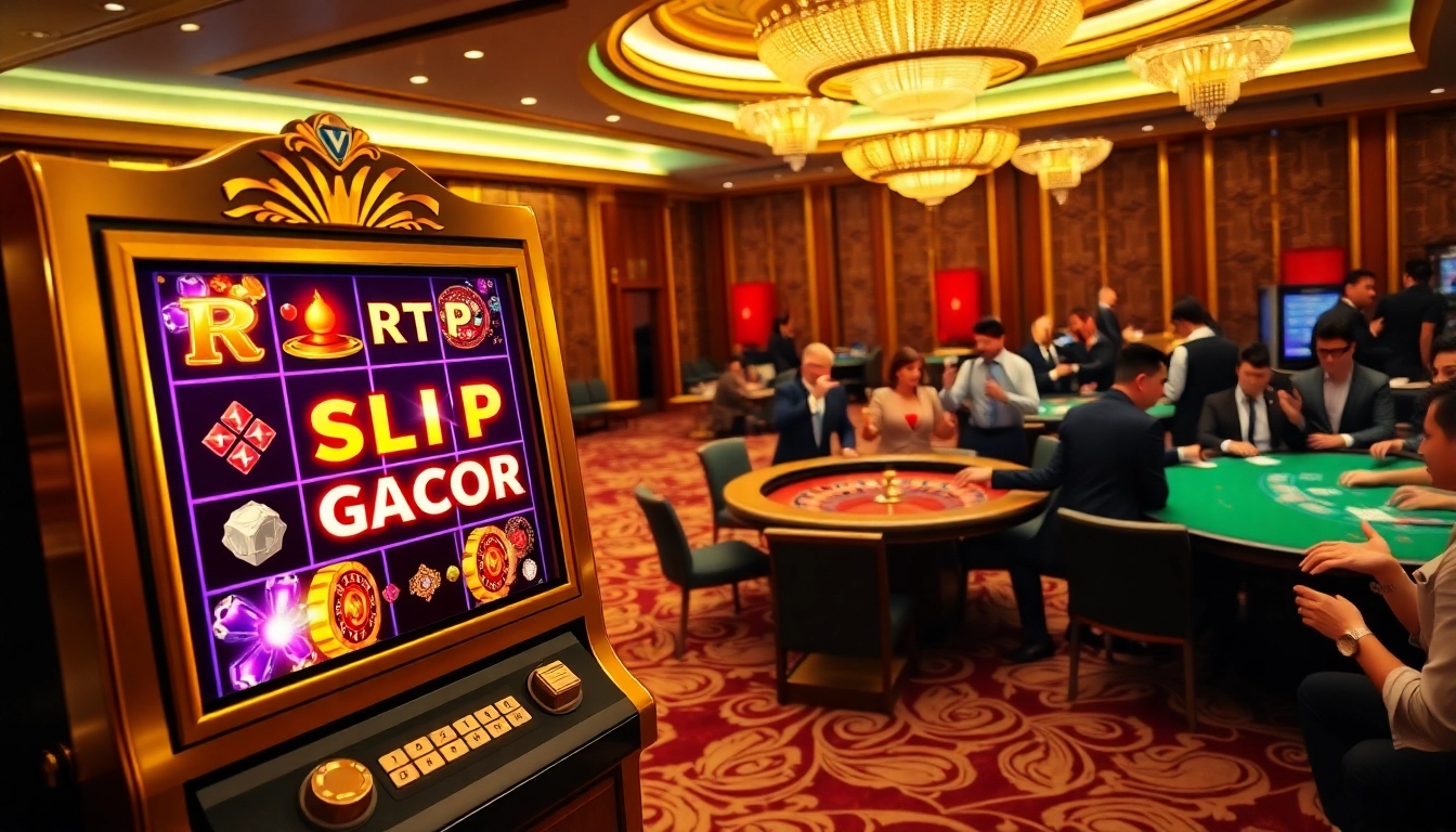 Engaging players experiencing the excitement of RTP Slot Gacor wins in a luxurious casino setting.